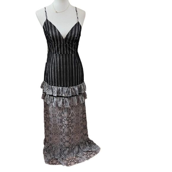 Bellevue Mia Lace Maxi Dress w/ Snakeskin Print Fits Medium Evening - Picture 1 of 13